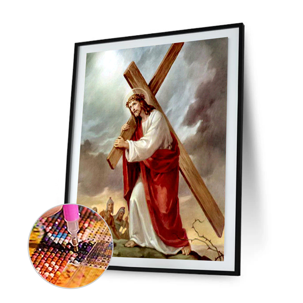 

(Multi-Size) Cross Religious - Round/Square Drill Diamond Painting - 30*40CM, Square diamond 40*50cm, 501 Original