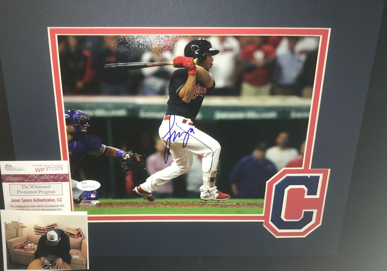 Francisco Mejia Cleveland Indians Signed MATTED 8x10 Photo Poster painting JSA WITNESS COA C