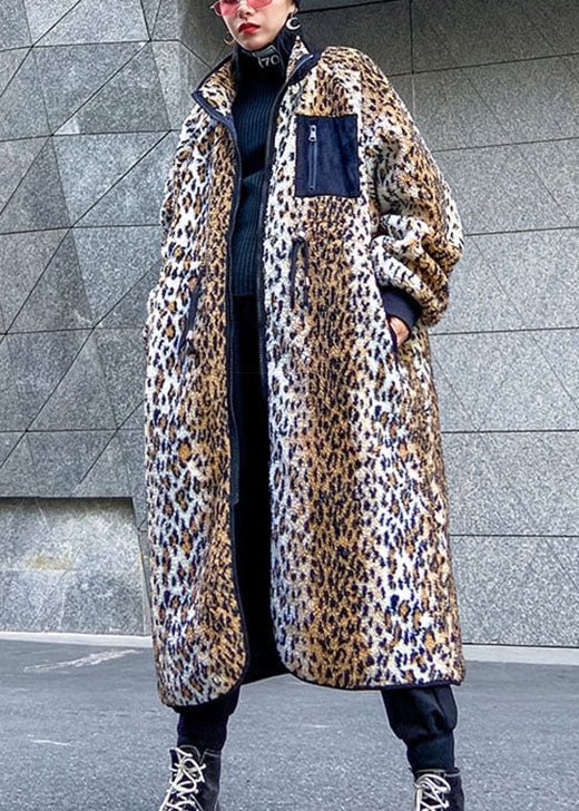 Fitted Leopard Thick Warm cinch jackets Winter Coat CK1761- Fabulory