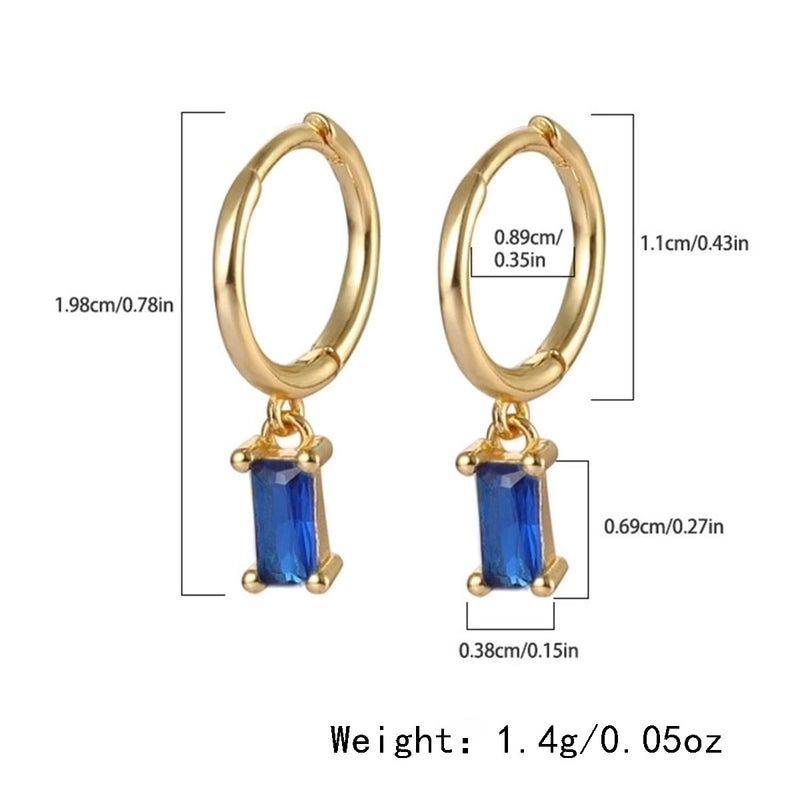 1 Pair White Gold Plated Gold Plated 925 Sterling Silver Zircon Geometric Drop Earrings