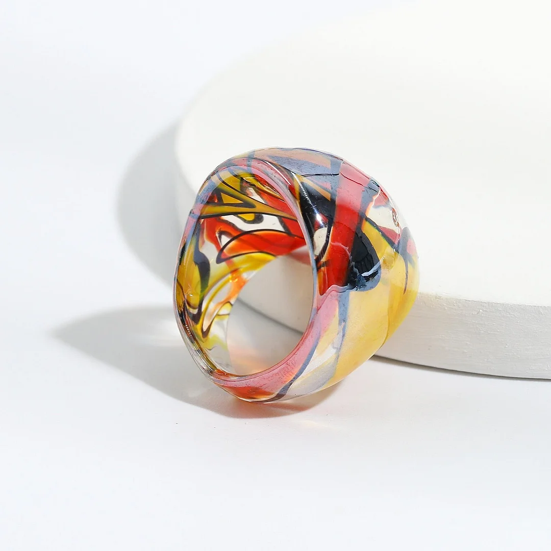 Dvacaman High Quality Mixed Color Glass Rings for Women Fashion Transparent Geometric Irregular Rings Jewelry Gifts Dropshipping