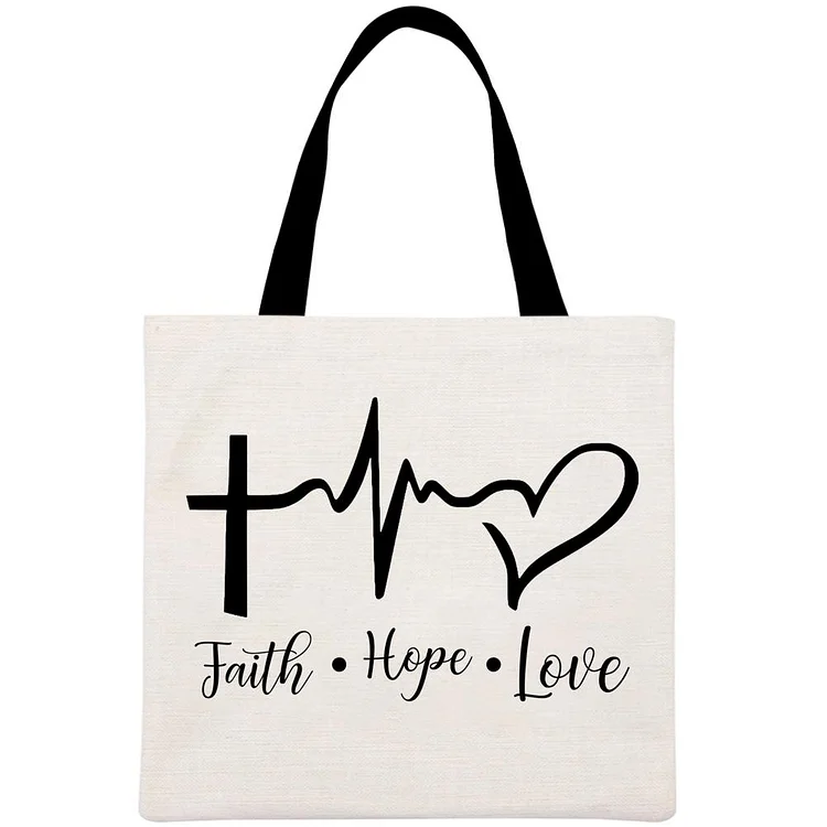 Faith Hope Love Printed Linen Bag