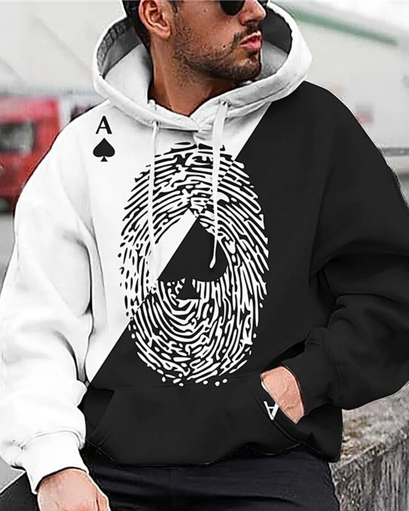 Men's Poker Printing Sports Hoodies