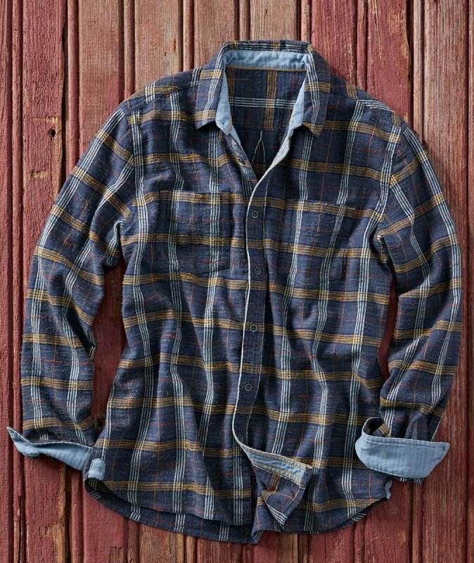 Men's Casual Check Print Long Sleeve Lapel Shirt