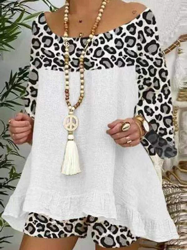 Leopard Stitching Cotton Suit