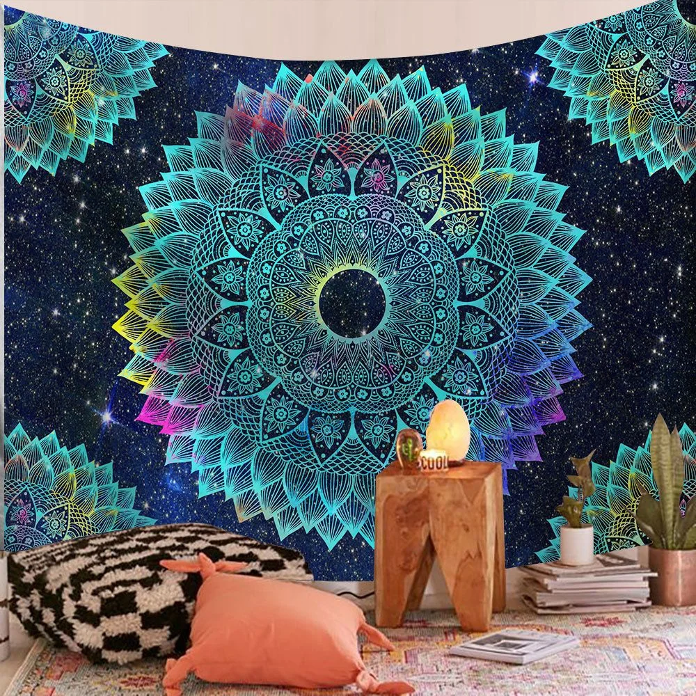 India Mandala Tapestry Wall Hanging Boho Decor Wall Cloth Tapestries Psychedelic Hippie Night Moon Tapestry Mandala Wall Carpet