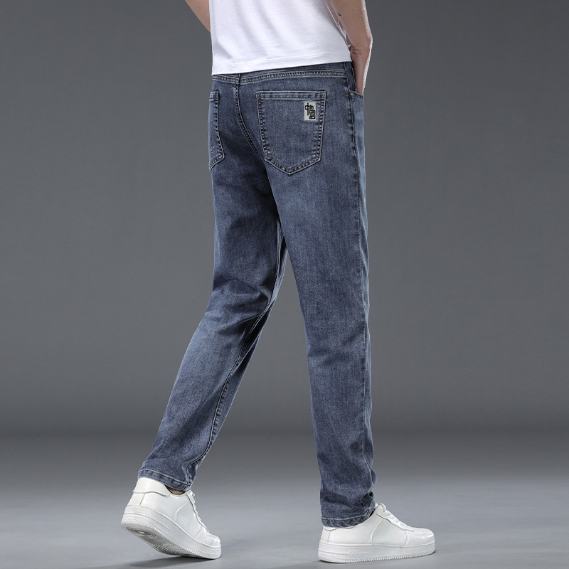 Greenacrs High-quality Jeans Men's Spring and Autumn New Fashion Slim Trousers Men's Simple Cotton Elastic Embroidered Straight Pants Boys