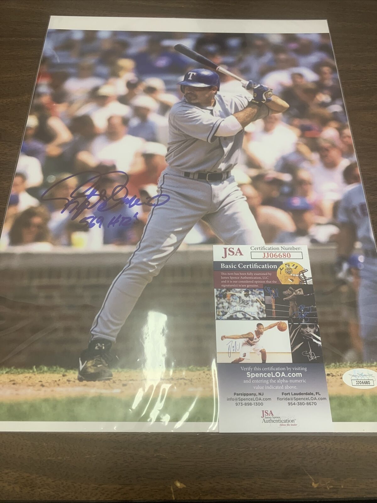 Rafael Palmeiro Autographed 11x14 Texas Rangers 569 Home Runs Signing JSA