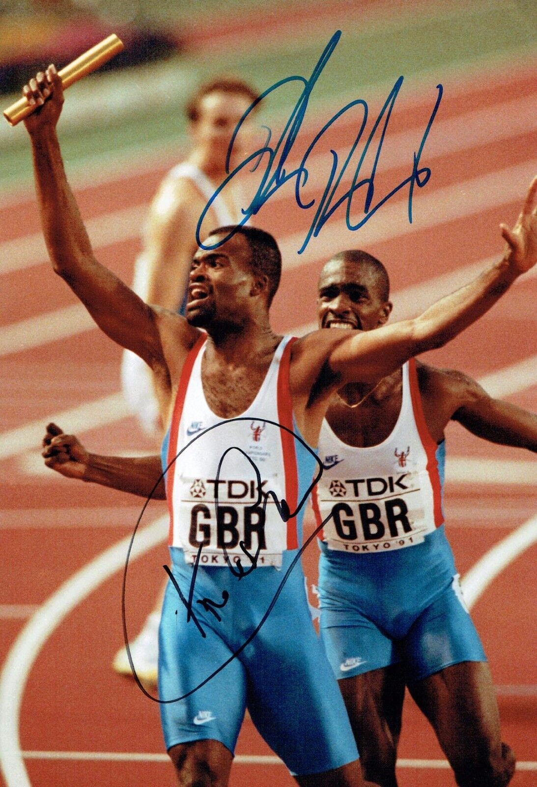 Kriss AKABUSI & Derek REDMOND SIGNED Autograph 12x8 Photo Poster painting 2 AFTAL COA Athletics