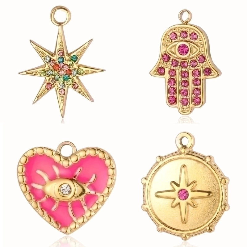 3 Pieces Streetwear Sun Titanium Steel Plating Inlay Rhinestones Zircon 18k Gold Plated Jewelry Accessories