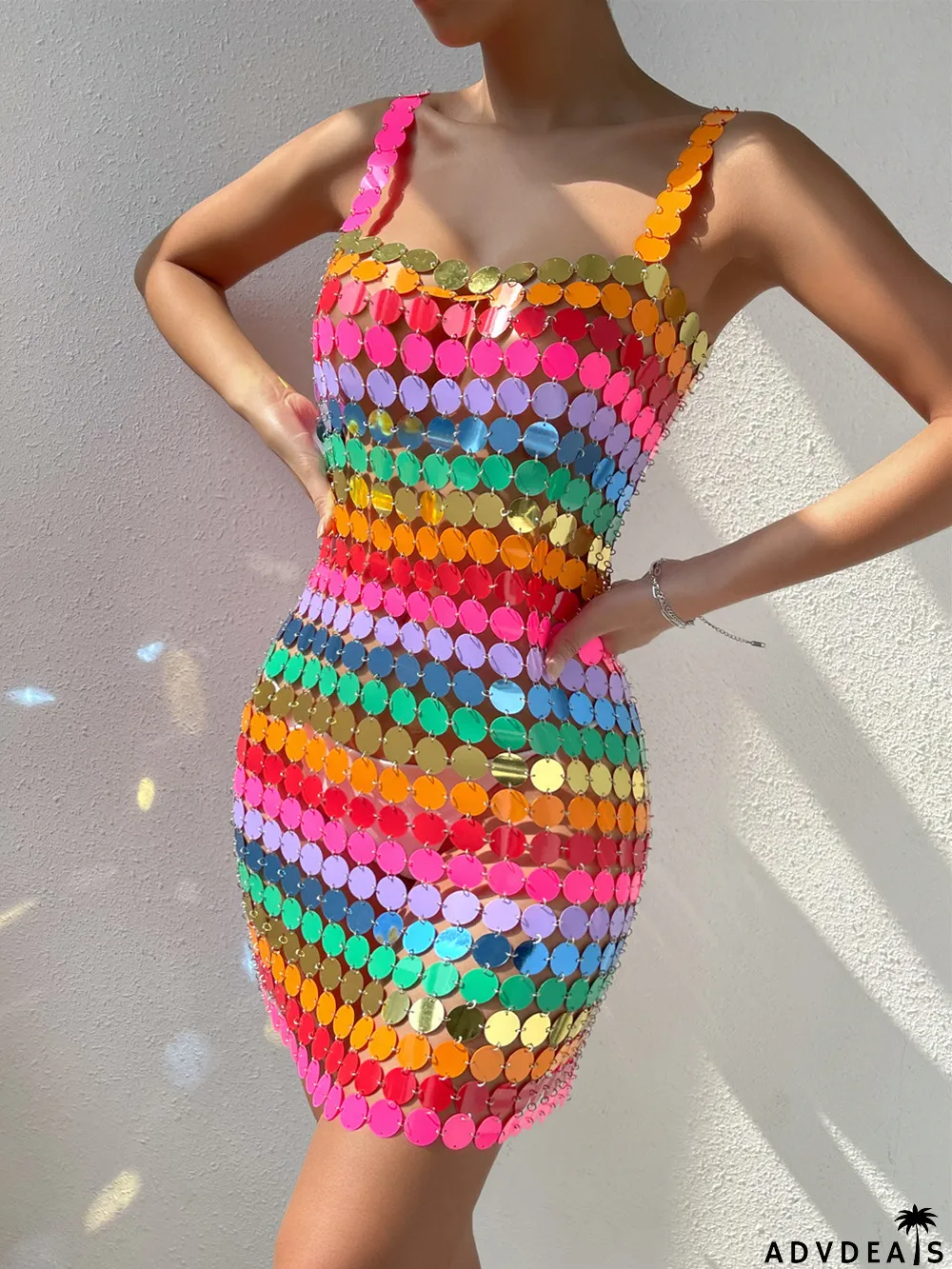 Summer Party Multicolor Sexy Sequin Club Dress