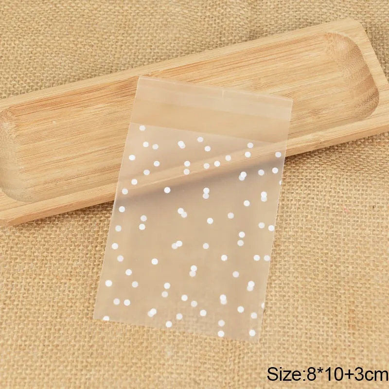 100Pcs Transparent Dot Candy Cookie Plastic Bags Self-Adhesive For Biscuits Snack Baking Package Decor Kids Gift DIY Storage