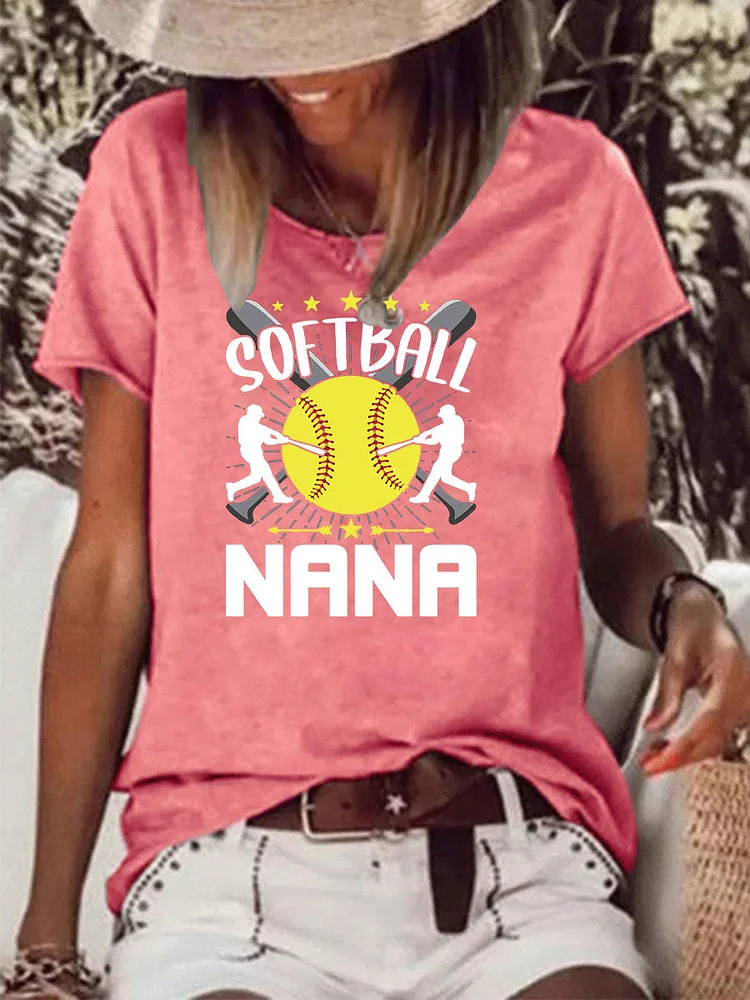 Softball nana Raw Hem Tee -013671-Annaletters