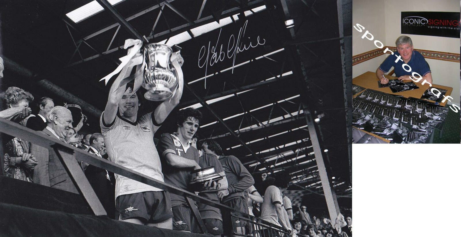 PAT RICE Signed ARSENAL 1979 FA Cup Winning Photo Poster painting *with Photo Poster painting proof