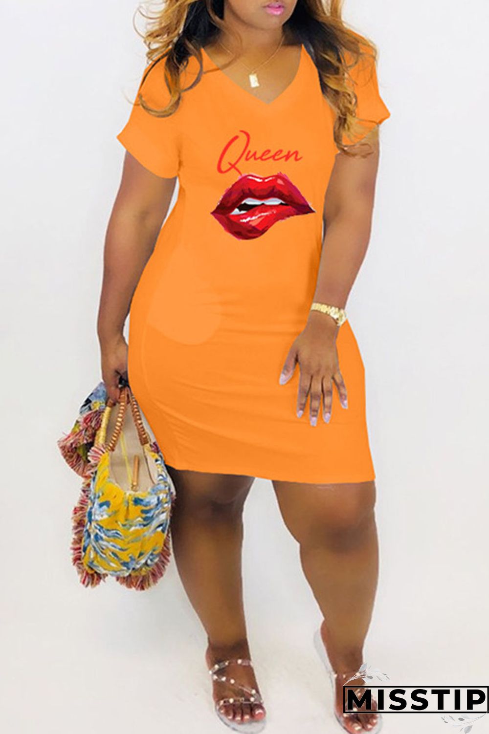 Red Casual Print Patchwork O Neck Straight Dresses