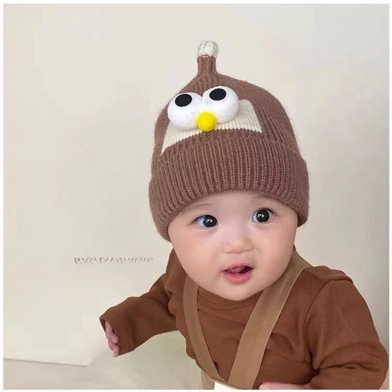 Baby Hat Autumn And Winter Boys And Girls Baby Knitted Wool Hat Cute Super Cute Baby Big Eyes Pullover Cap Trendy