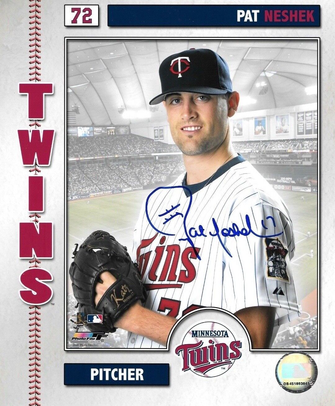 * PAT NESHEK * signed 8x10 Photo Poster painting * MINNESOTA TWINS * COA * 5