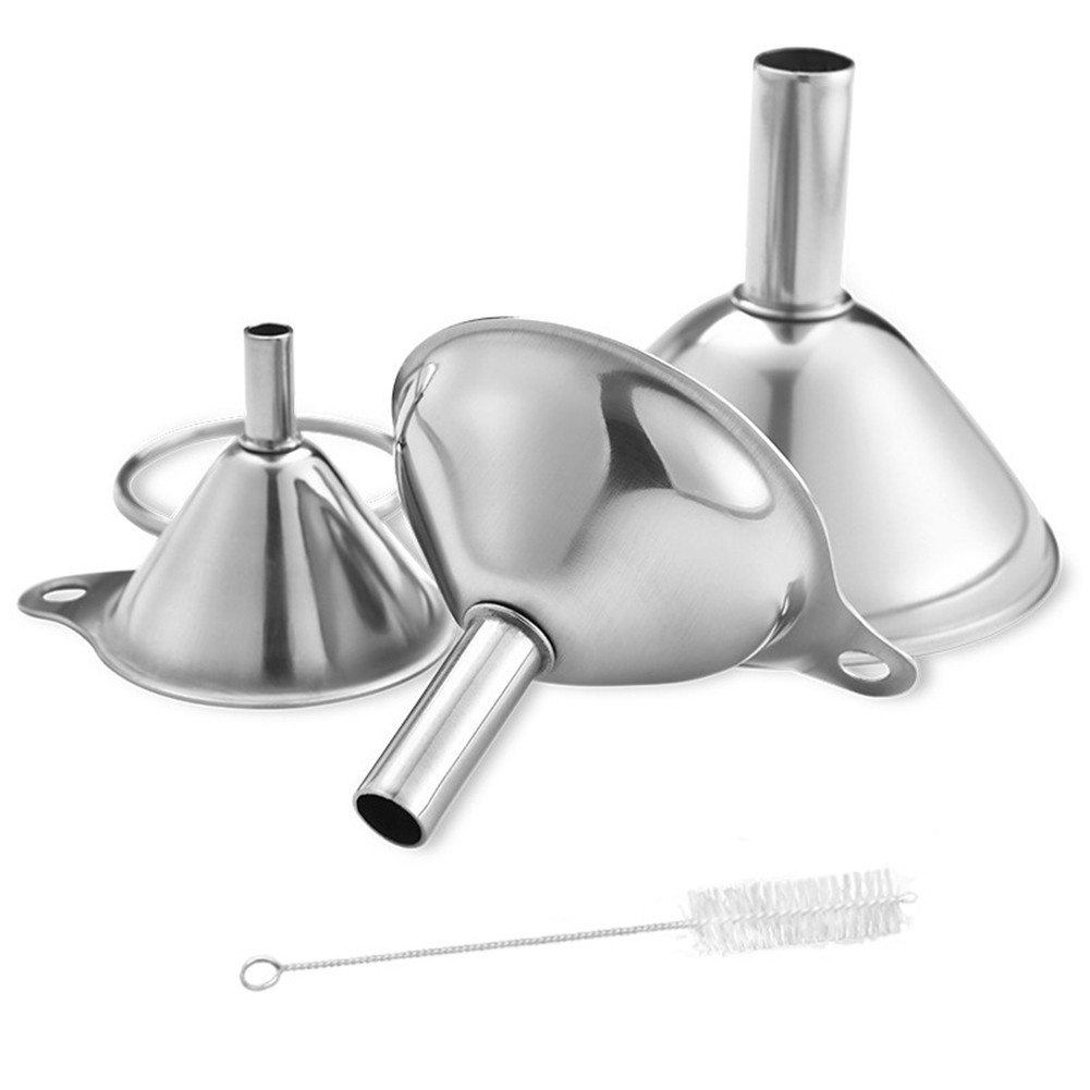 

3x Mini Stainless Steel Oil Liquid Dispenser Kitchen Funnel+Cleaning Brush, 501 Original