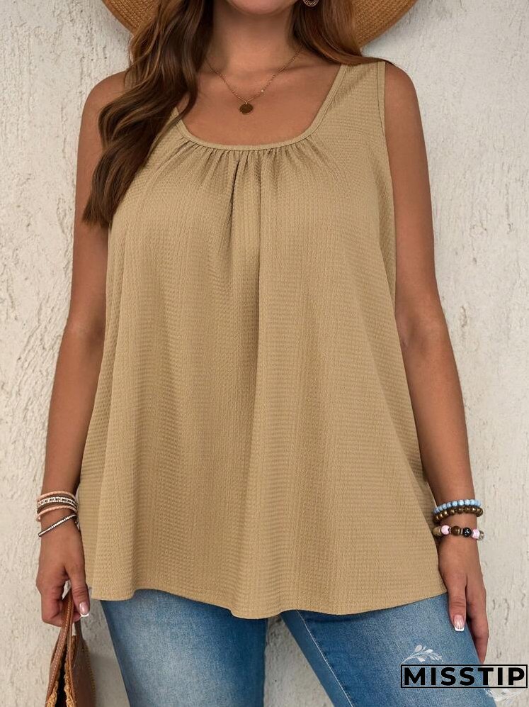Women's Plus Size Solid Color Simple Daily Wear Sleeveless Tank Top