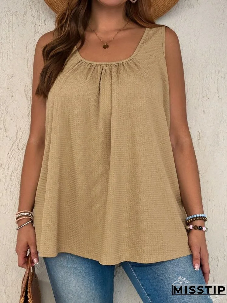 Women's Plus Size Solid Color Simple Daily Wear Sleeveless Tank Top