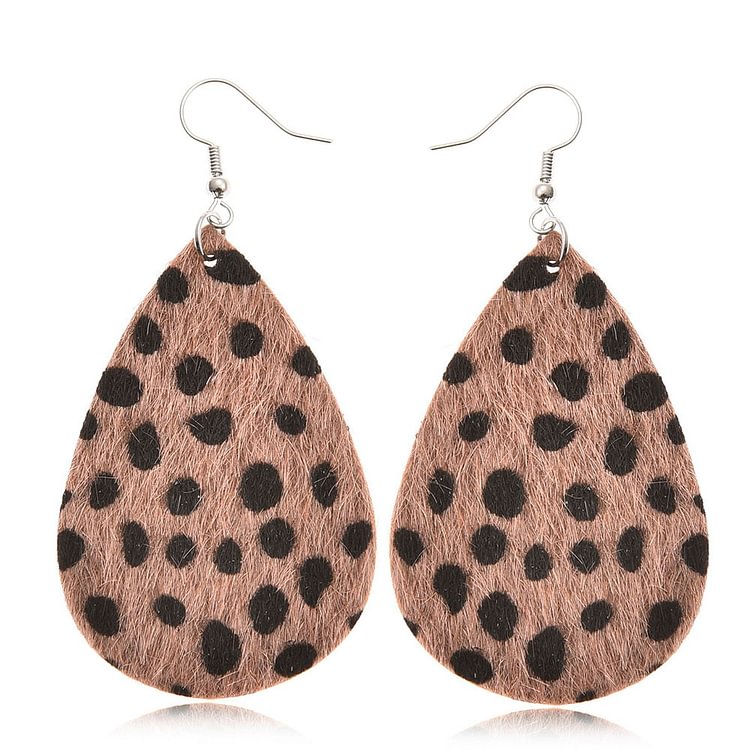 Leopard Print PU Leather Earrings Teardrop Dangle Earrings Lightweight Vintage Earrings for Women Party Jewelry Gifts