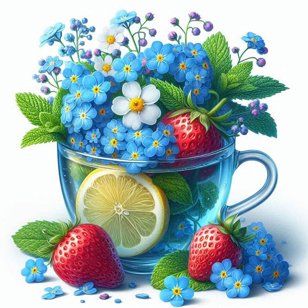 Strawberry And Flowers 30*30cm(canvas) full round drill diamond painting