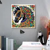 Schwarz-Gold-strukturiertes Mandala-Pferd speziell geformte 5D-DIY-Teilbohrer-Diamanten-Punkte, Edelstein-Kunst-Kits mit Rahmen, Diamanten-Gem&auml;lde, Ed