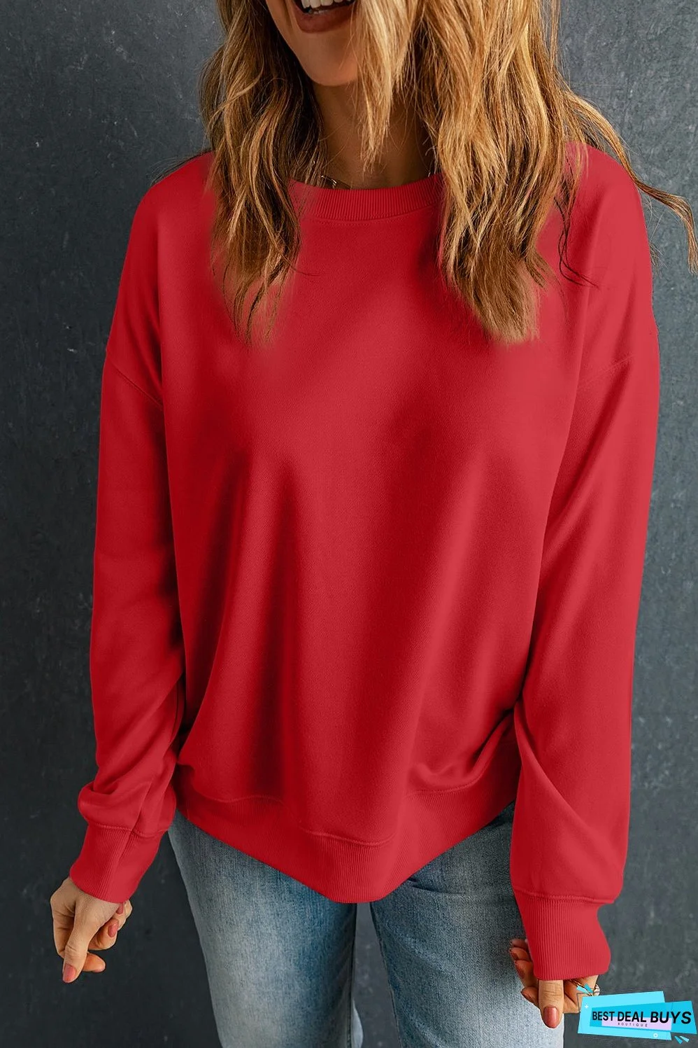 Round Neck Dropped Shoulder Sweatshirt