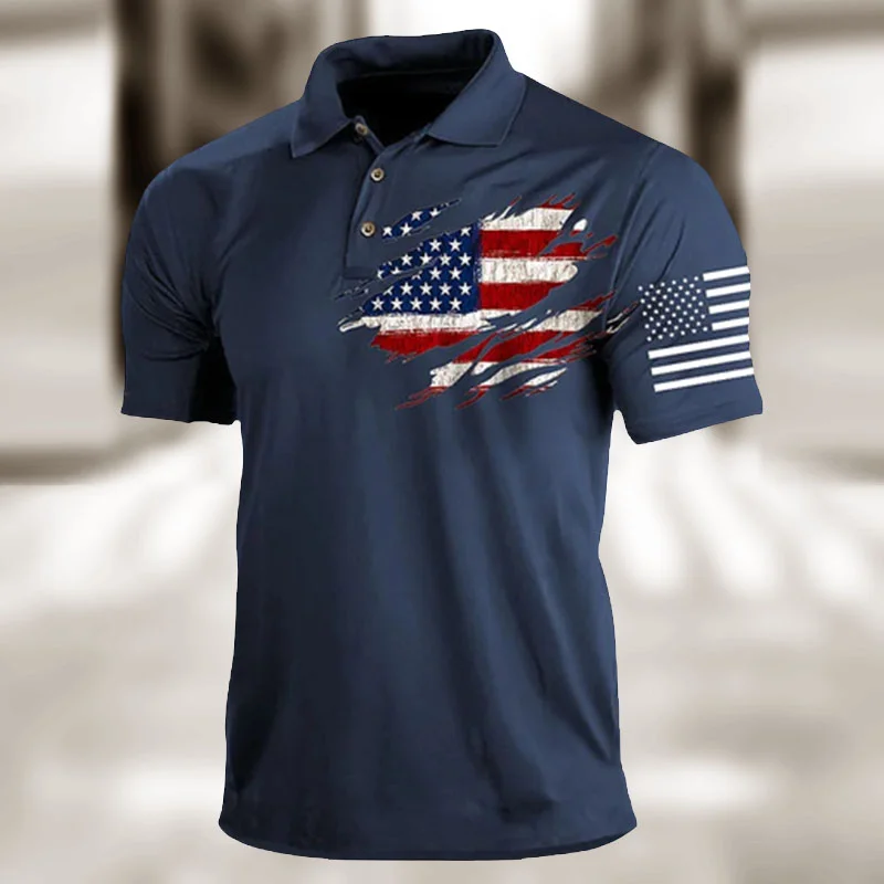 Golf American flag elements POLO shirt 3D printing hot sale leisure ...