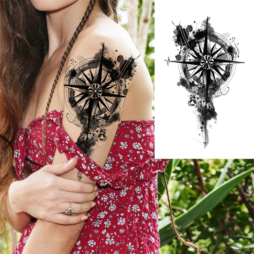 Sdrawing Clock Temporary Tattoo For Men Women Children Skeleton King Dragon Hourglass Black Tattoo Sticker Fake Snake Adults Tatoos