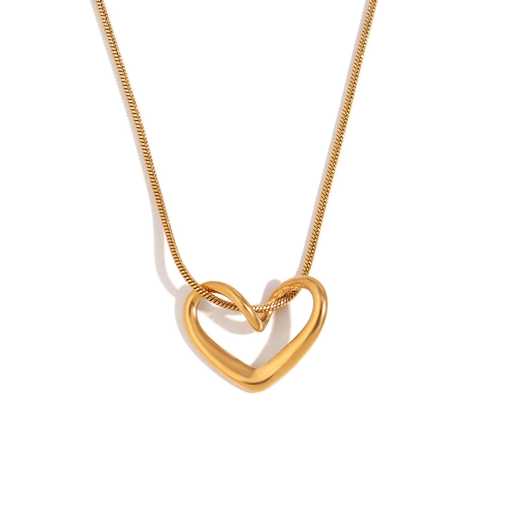 Fashion Heart Cross Geometric Stainless Steel 18K Gold Plated Necklaces4