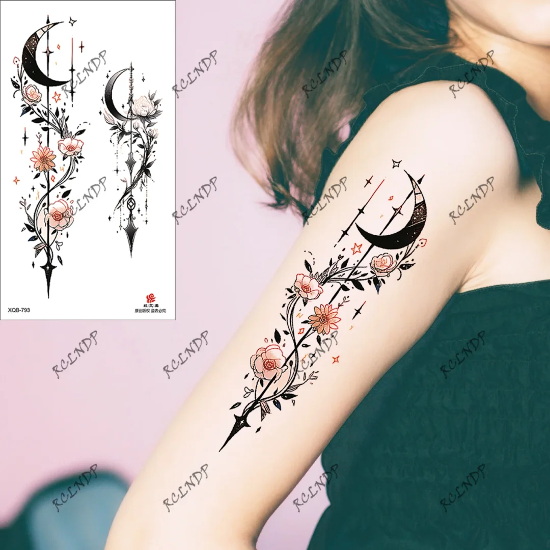 Sdrawing Temporary Tattoo Sticker Rose Flower Butterfly Dragon Whale Wolf Bird Fake Tatto Flash Tatoo Tato for Women