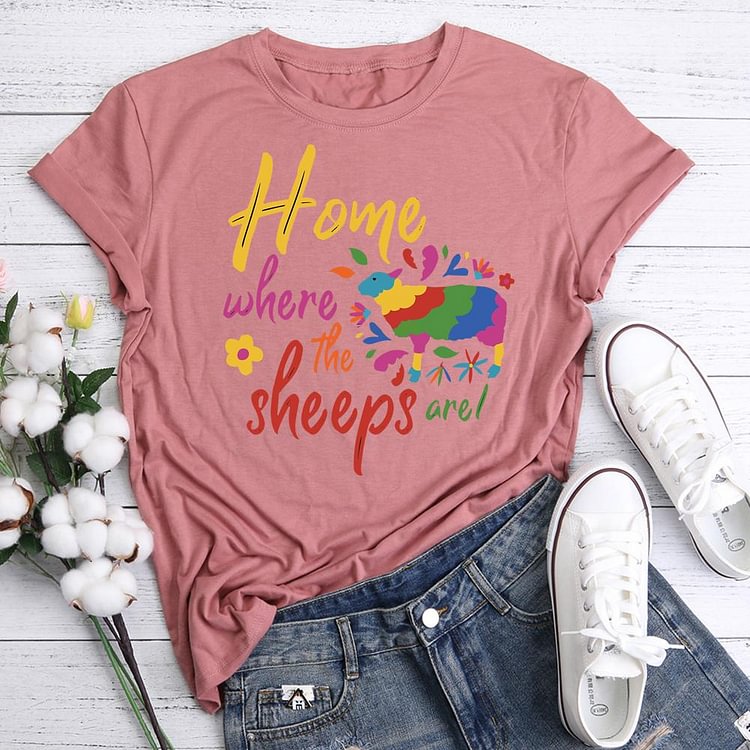 ANB - Home is where my sheep are Retro Tee -05994
