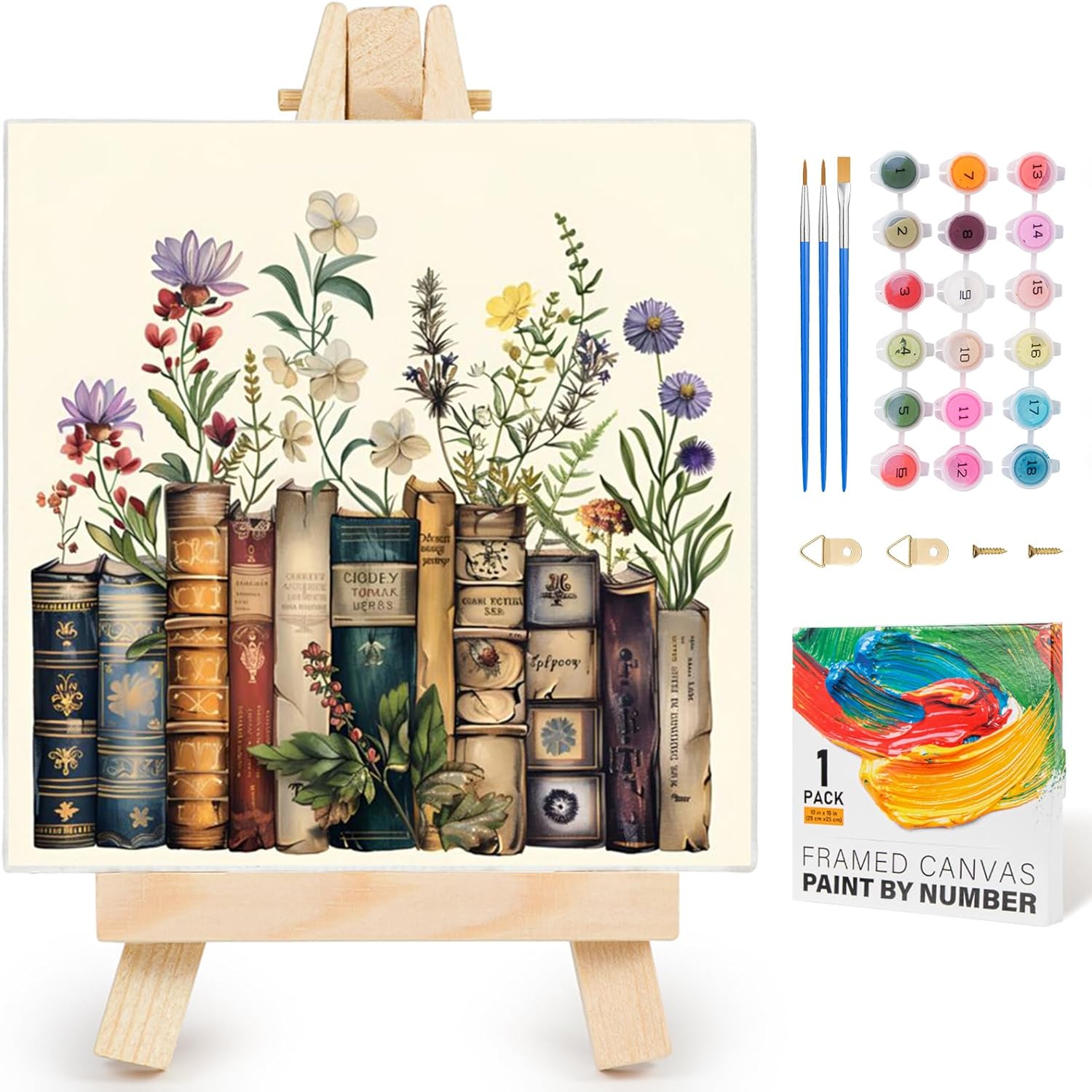 Framed Book and Flower - Paint by Numbers(without easel) - 20X20cm/7.9*7.9in