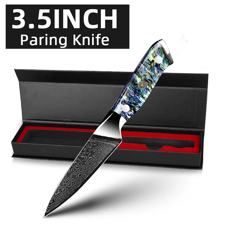 Premium Damascus VG10 Kitchen Knife with Abalone Shell Handle - Exquisite Craftsmanship for Culinary Perfection