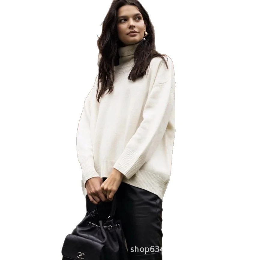 Athvotar Athvotar Selling Solid Women's Knitting Knitting Jacket High-Collar Sweater Loose 066