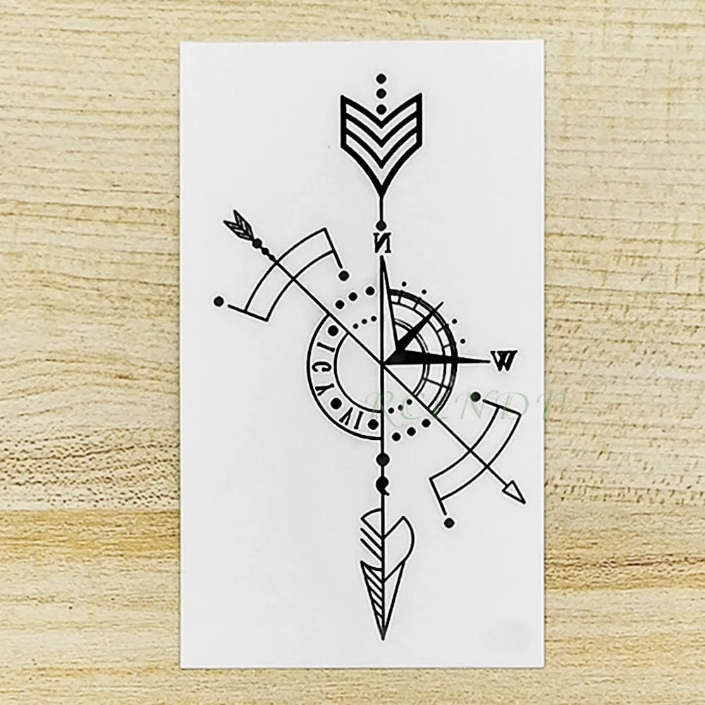 Waterproof Temporary Tattoo Stickers Compass fake Tatto Body Art Flash Tatoo Tatouage Arm Hand Back Foot Tato for Girl Women Men