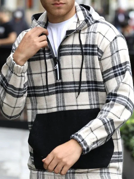 Hooded Check Sweatshirt
