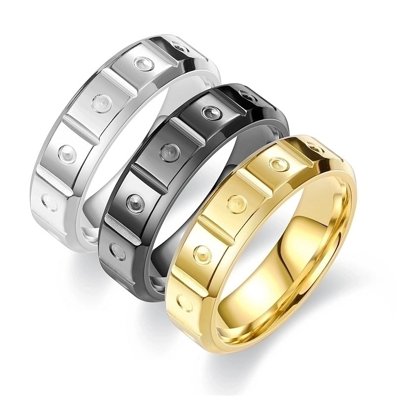 Titanium Steel 18K Gold Plated Casual Hip-Hop Plating Solid Color Rings