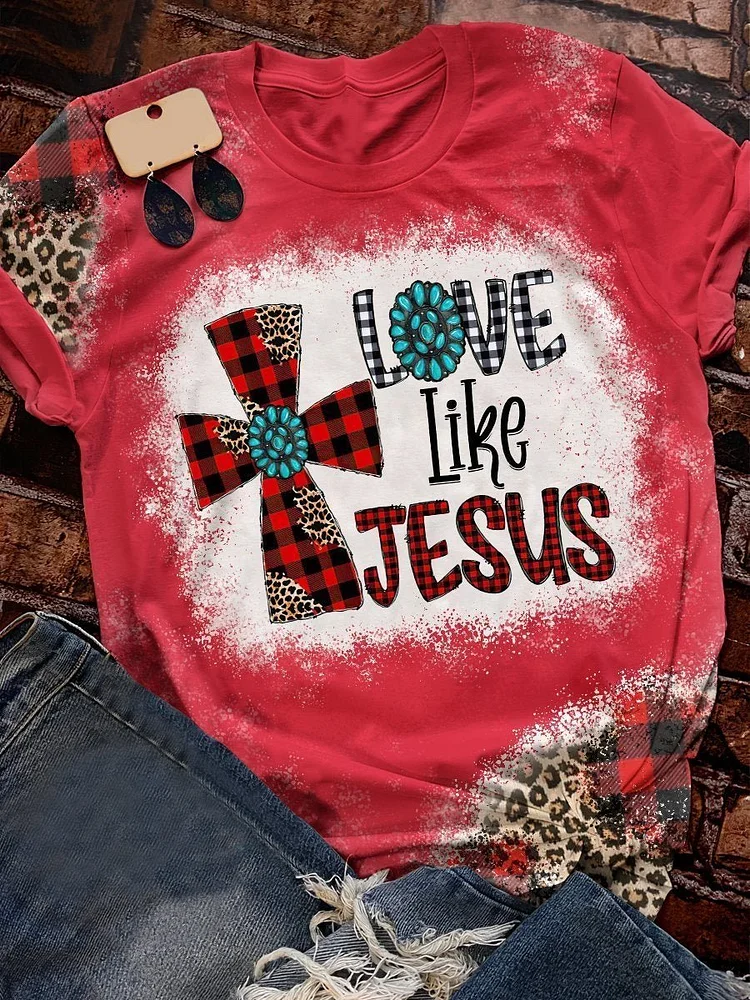 Christmas Love Like Jesus Print Short Sleeve T-shirt
