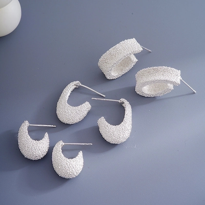 1 Pair Minimalist C Shape Three-dimensional Copper Ear Studs