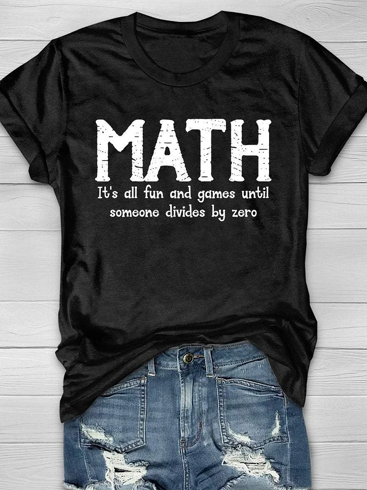 Funny Teacher Print Short Sleeve T-shirt