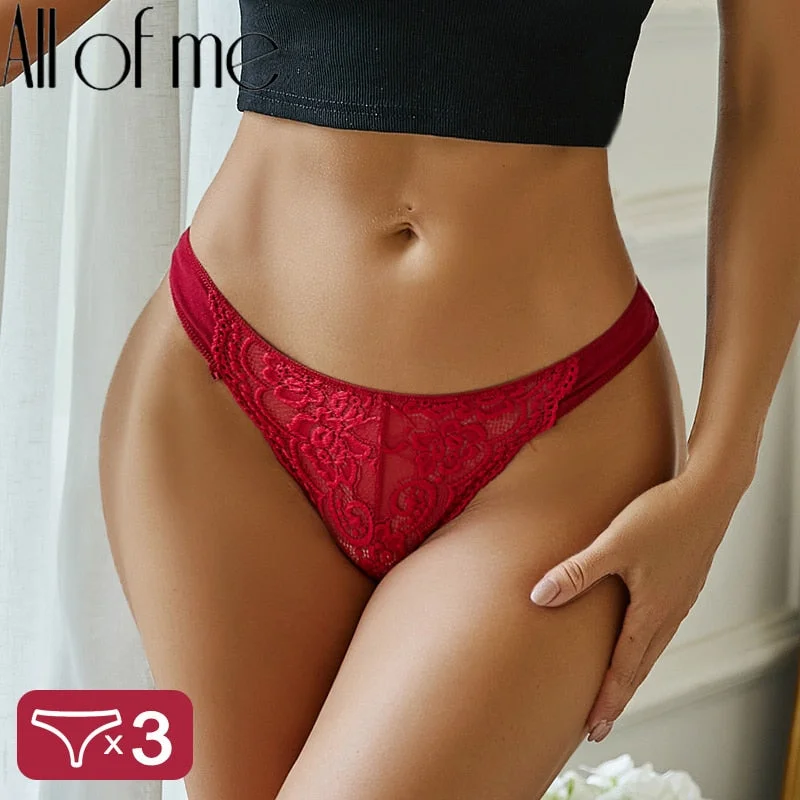 3PCS/Set Cotton G-String Women Panties Lace Underwear Female Lingerie Intimates Underpants Sexy Thong Panties for Girls Pantys