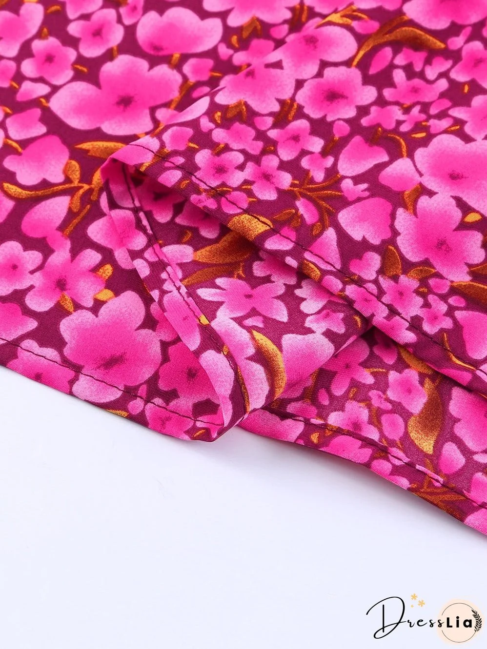 Rose Floral Print Ruffle Sleeve Plus Size Shift Top