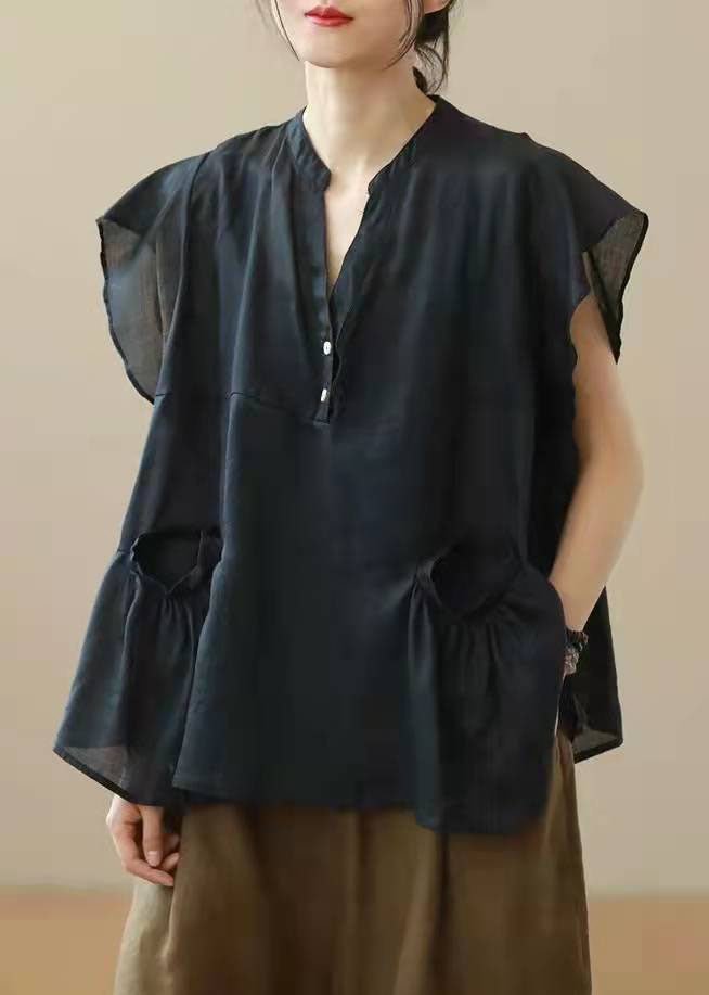 Chic Grey V Neck Patchwork Fall Shirt Top Short Sleeve CK910- Fabulory