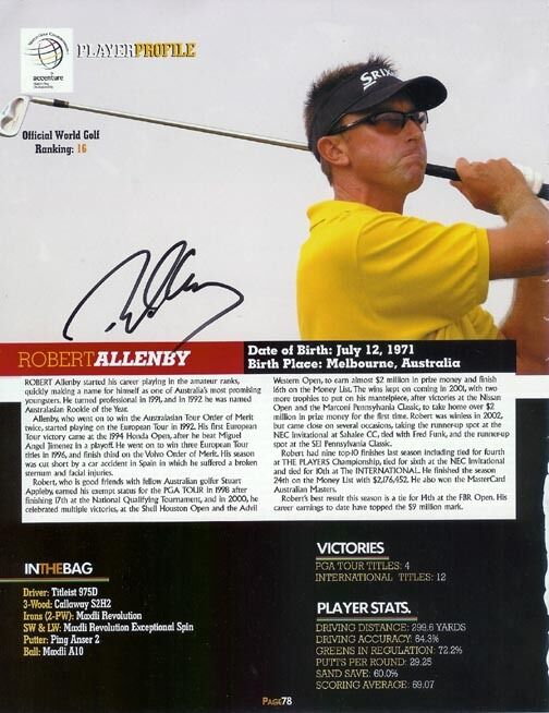 *ROBERT ALLENBY*SIGNED*AUTOGRAPHED*PICTURE*GOLF*PGA TOUR*PGA*COA*