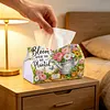 (24cm)Diamond Art Tissue Box DIY PU Napkin Cover for Home Decoration(Plant)