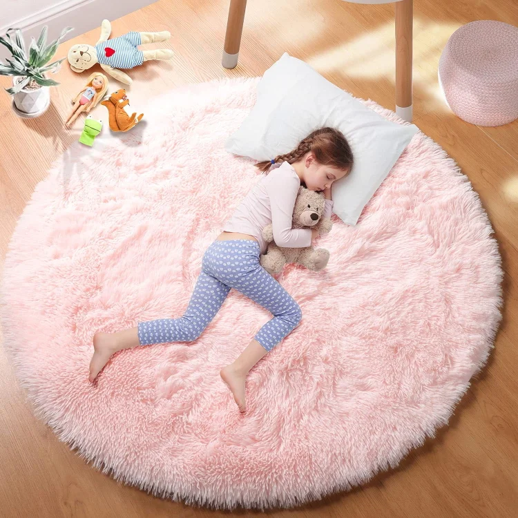 Sanmadrola Super Soft Fluffy Indoor Area Rugs 4x4 Feet, Fuzzy Rugs for Bedroom Living Room, Shaggy for Nursery Baby Room Kids Rugs, Furry Rug Shag Carpet for Boys Girls Dorm Room
