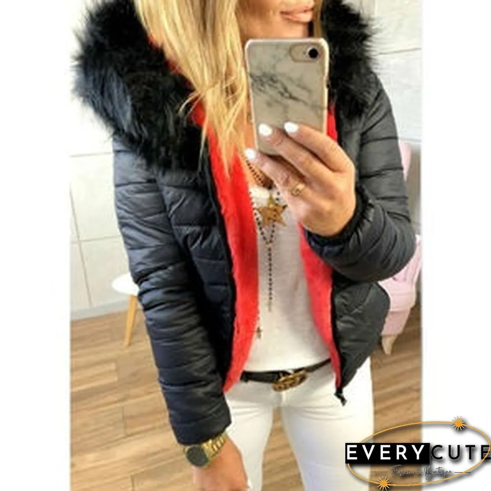 New Fashion Women Long Sleeve Faux  Fur Hooded Winter Coat Casual Vintage Lady Thick Warm Padded Faux Fur Coat Outwear Jackets Plus Size S-3XL