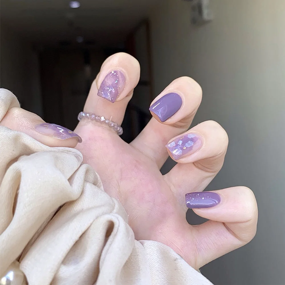 24pcs Small Fresh White Flowers Decorated Frosted Matte Wearable Fake Nails Suitable Fairy Girl Summer Hand Decoration T